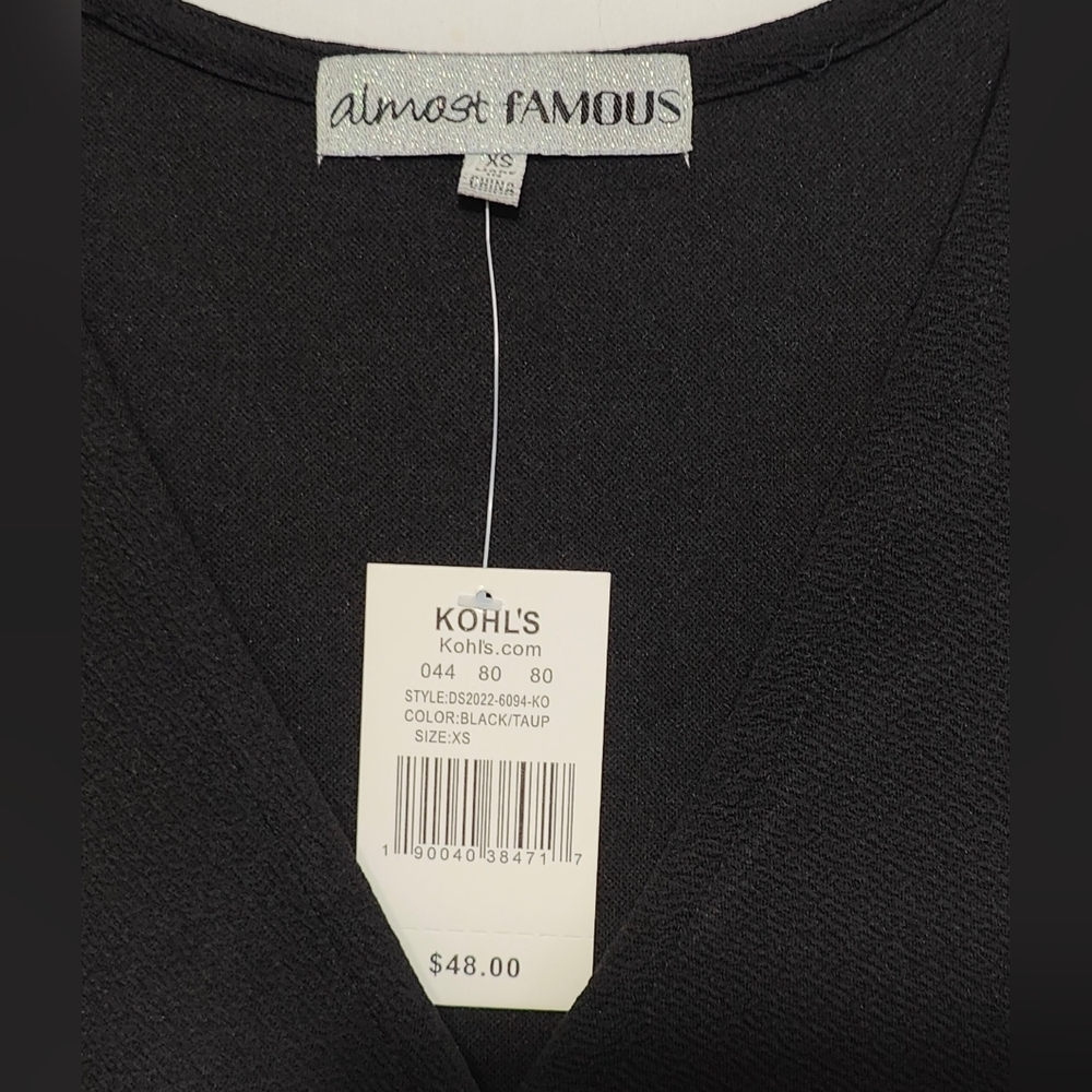 Almost Famous Tan & Black Bodycon Dress - Size XS - NWT - Picture 3 of 4